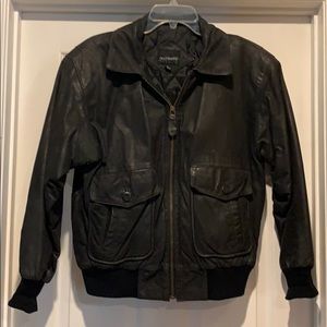 Leather bomber jacket